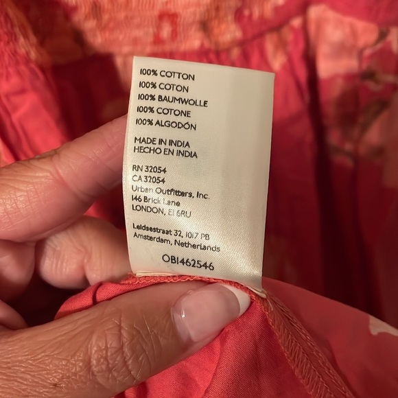 Free People NWT Medium 100% Cotton Coral Floral Dress - Picture 11 of 11